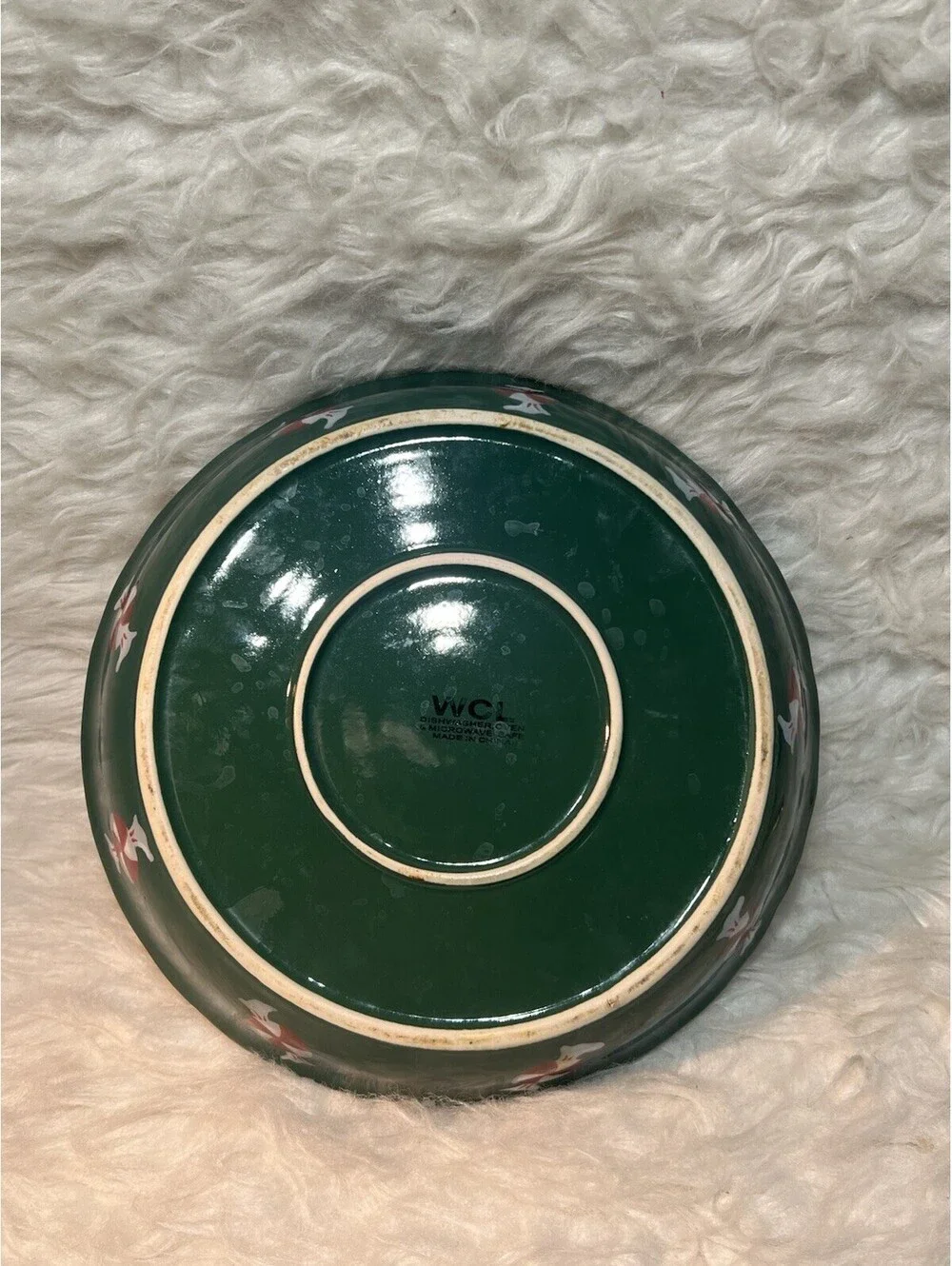 Christmas Candy Cane Ceramic Green Pie Dish